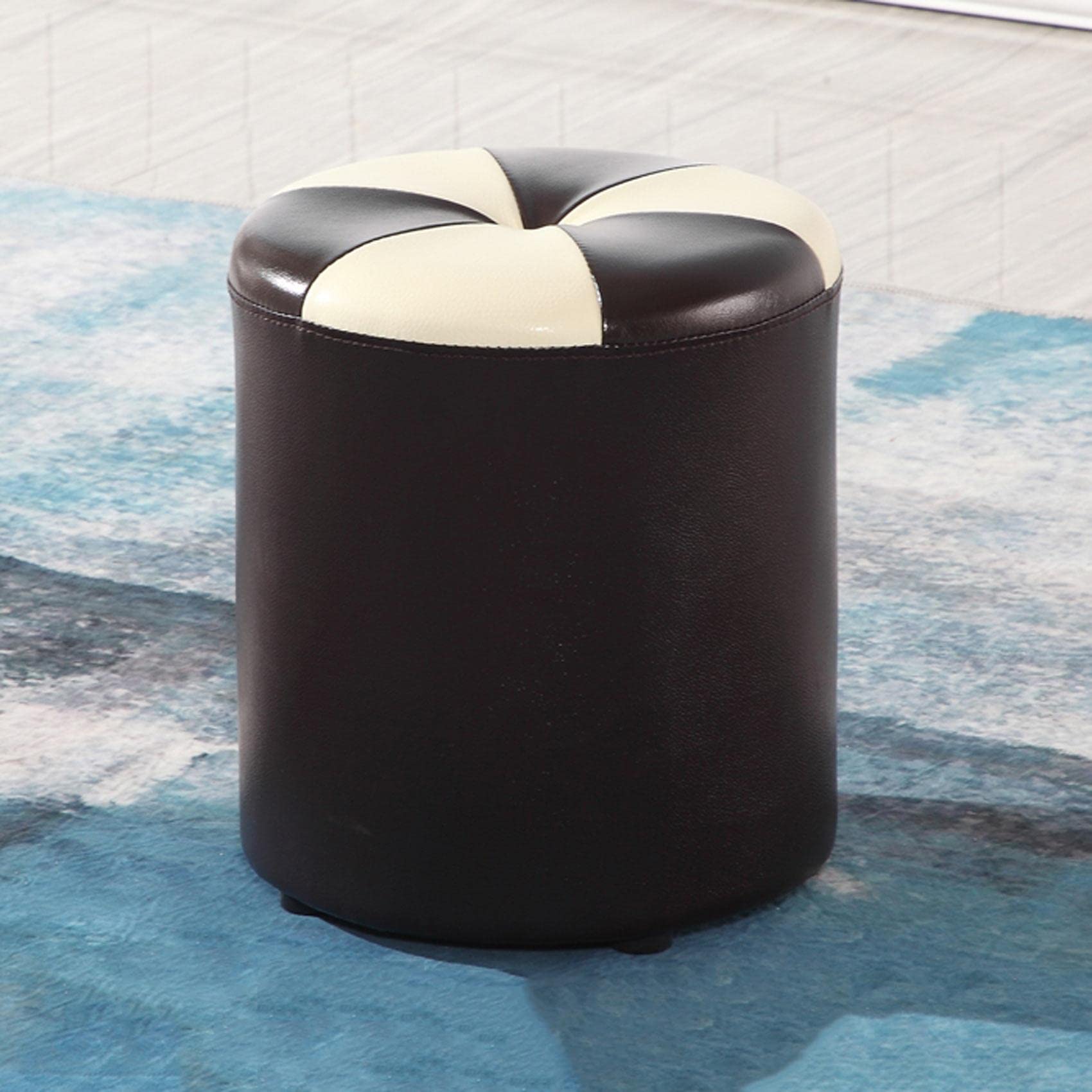 Pouf repose-pieds en cuir blanc de style ottoman pour une déco élégante