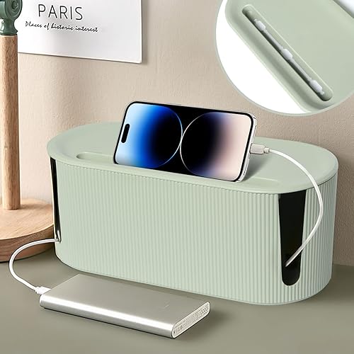 Miniatura 7 de EasyVibe Caja de organización de cables, organizador grande de cables para regletas de alimentación, cables de computadora, escritorio, TV,