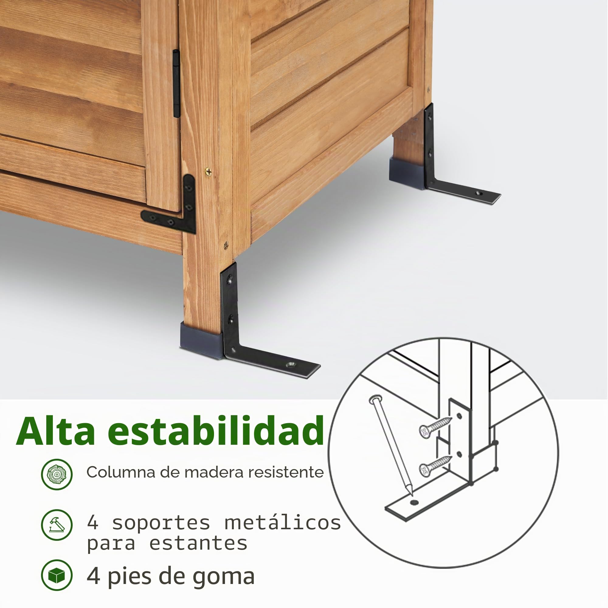 MCombo Mueble de jardín de madera Armario de jardín para las herramientas