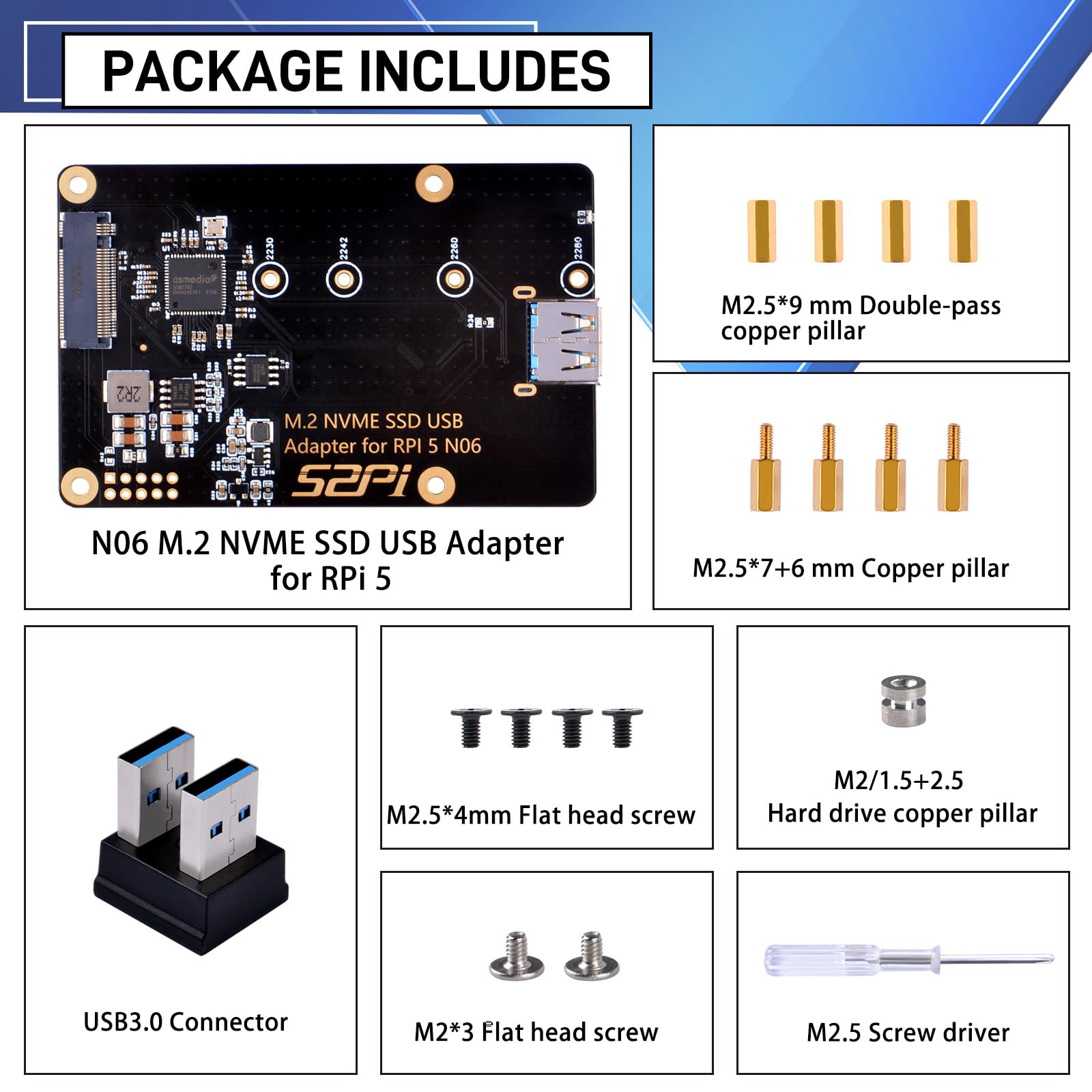 GeeekPi N06 M.2 NVME SSD USB Adapter for Raspberry Pi 5, Support M.2 NVMe SSD 2230 2242 2260 2280 — view 5