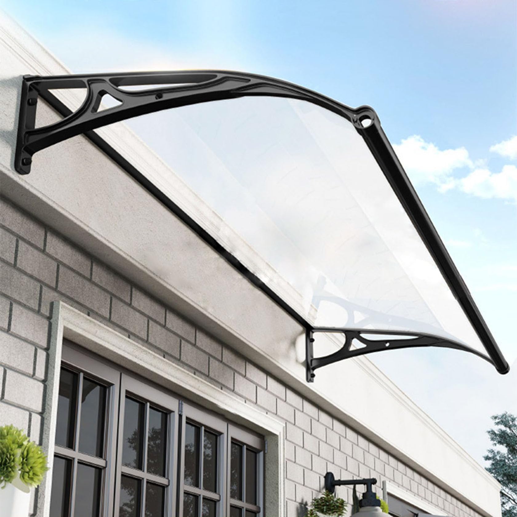 CZYZMDD Front Door Awning with Aluminum Bracket - 60x100cm Exterior Canopy for Entrance Rain & Snow Protection House Porch Patio Deck Load-Bearing Design