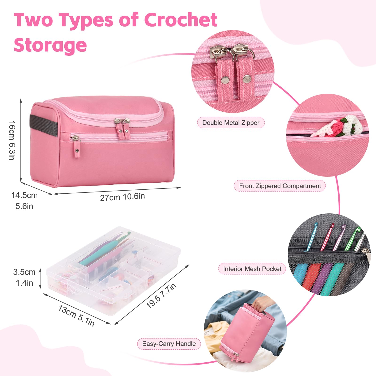 Reessy Kit per uncinetto, 88 pezzi, kit per uncinetto per principianti e adulti, include istruzioni ergonomiche uncinetti 15 pezzi × 25 g sacchetto per riporre i filati e accessori per maglieria, kit