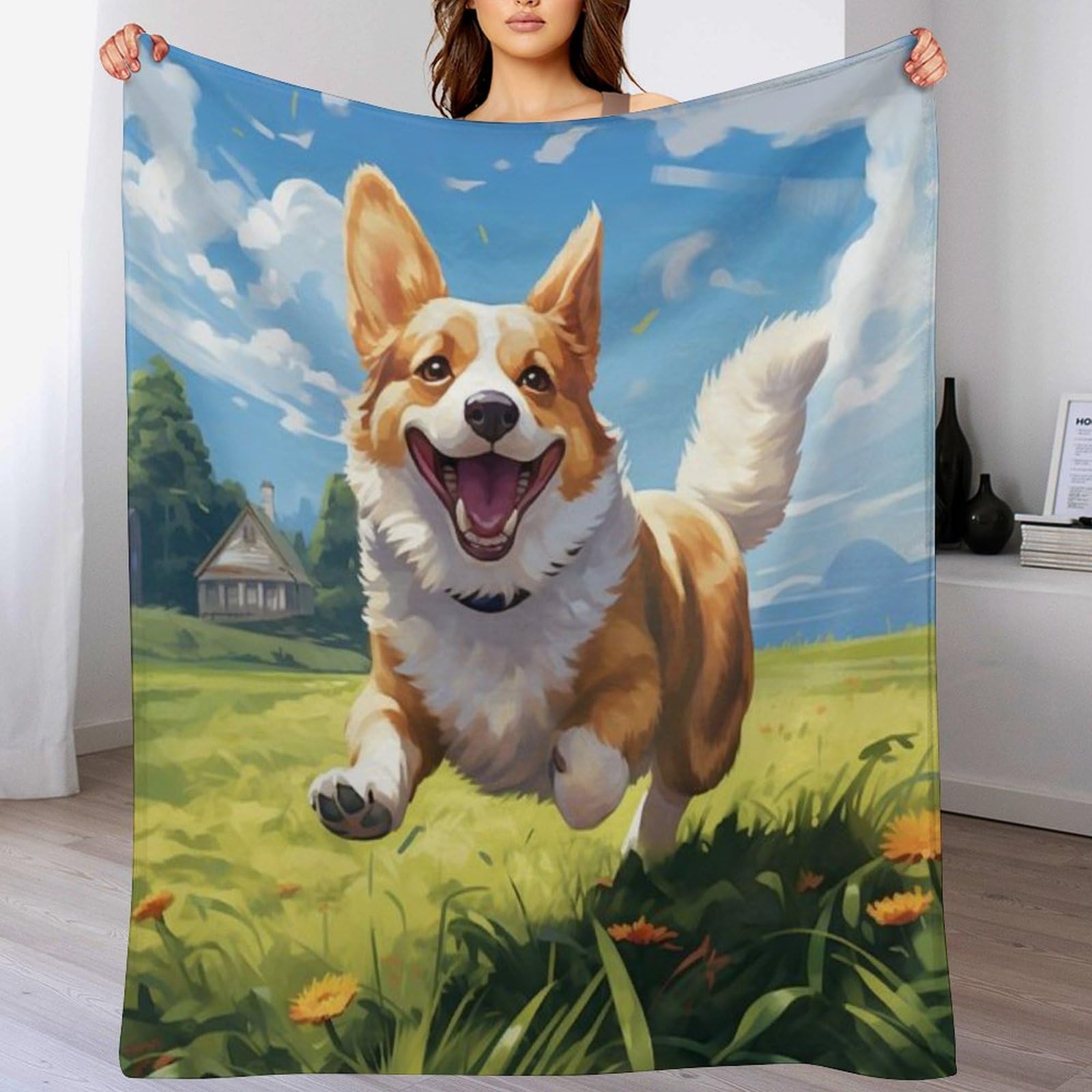 Couverture pour lit ou canapé flannel douce chaude petit chien