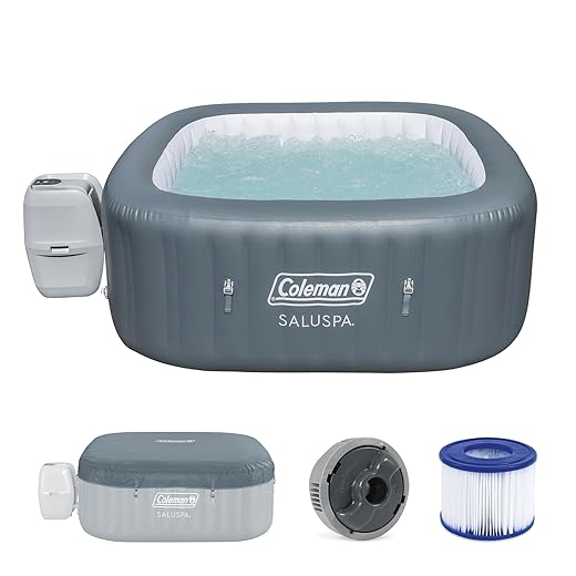 Coleman Hawaii 4 to 6 Person Inflatable Hot Tub, Square Energy-Efficient Portable Outdoor Spa with 140 AirJets, 71" x 28"