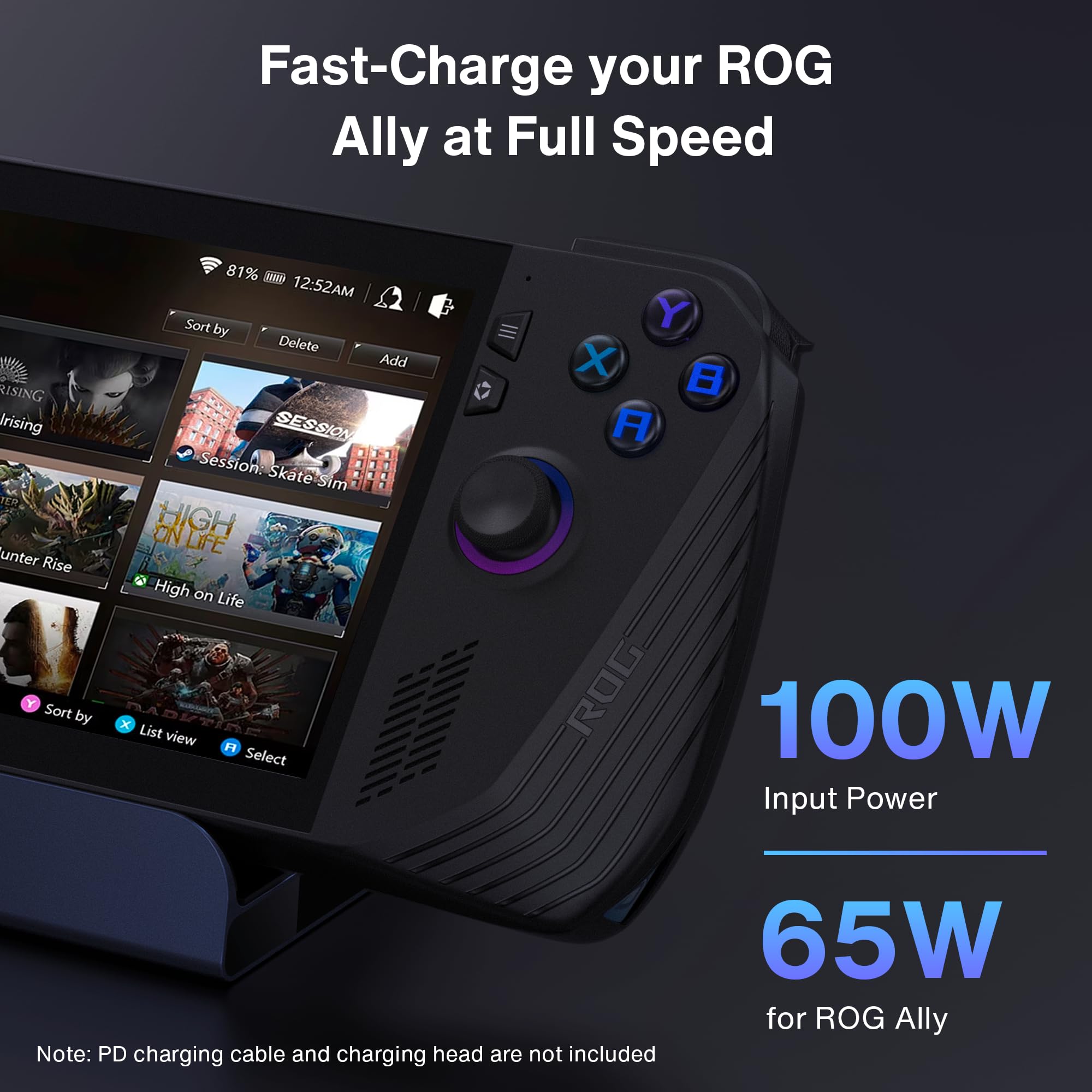 iVANKY 8-in-1 ROG Ally/Rog Xbox Ally X Dock mit 100W PD-Ladegerät, Steam Deck/Legion Go Docking Station mit HDMI 2.1 4K@144Hz, 3*USB-A 3.0, 100W USB-C Ladung, 1Gbps Ethernet