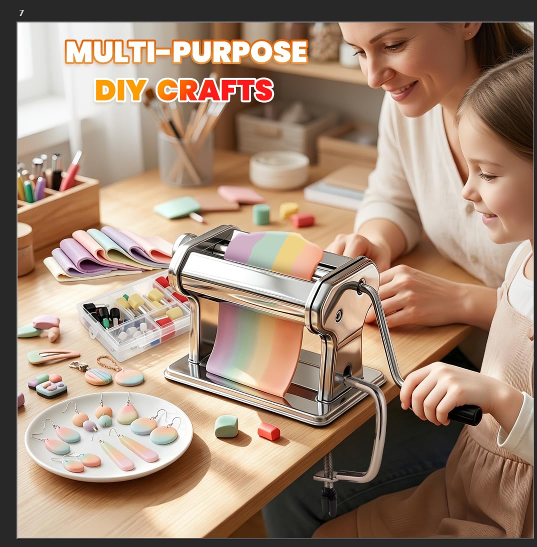Elektrische Polymer Clay Press Machine Set Dual Mode Clay Roller Maschine mit 9 Dickeneinstellungen, 8 Runde Tonschneider, 9 Tonformwerkzeug für die Herstellung von Ton-Ohrringen