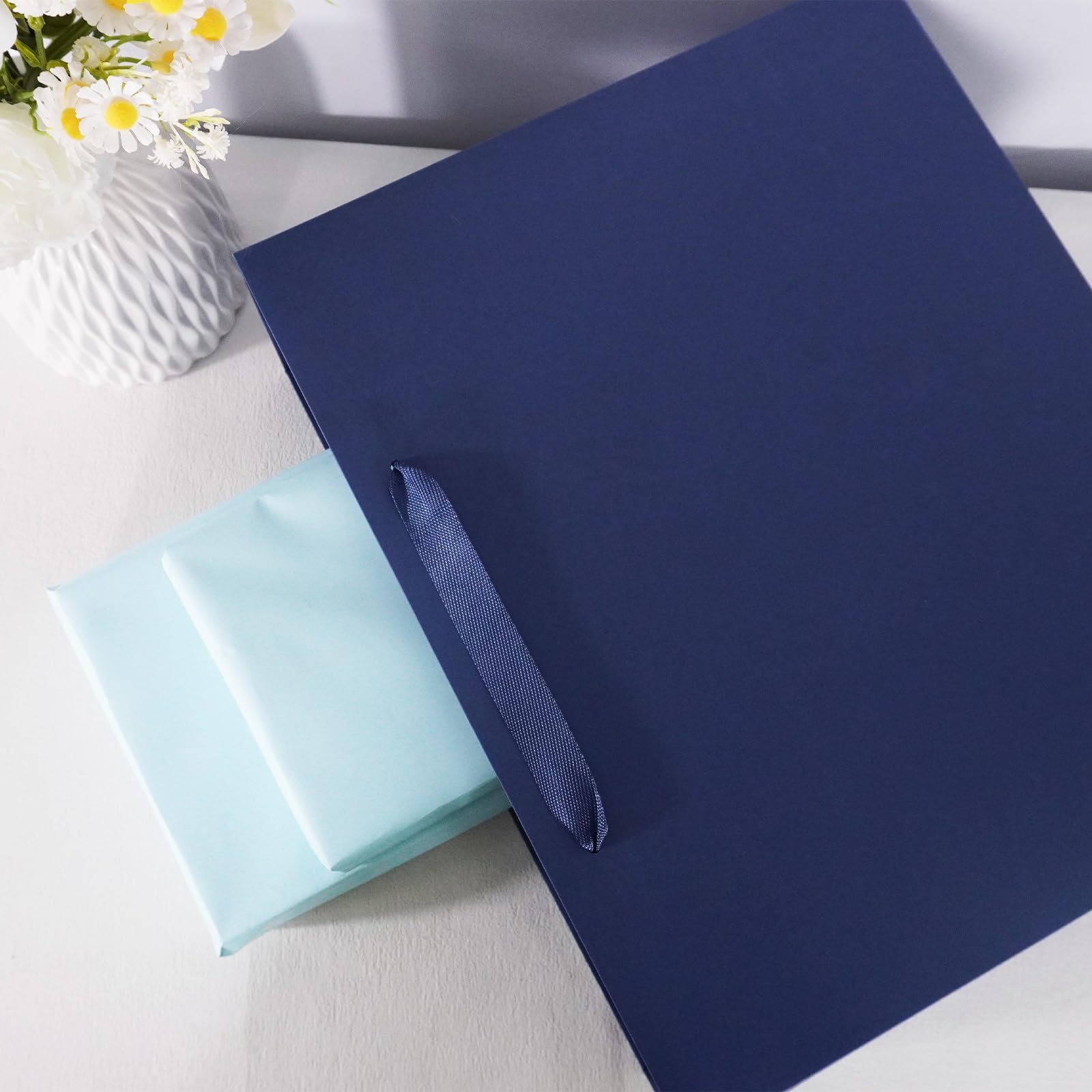 3 x extra große Geschenktüten mit Seidenpapier, 37,1 x 13,2 x 30,5 cm, Kraftpapier, Einkaufstaschen mit Schleifengriffen, perfekt für Einzelhandel, Geburtstage, Hochzeiten, Feiertage, Partys
