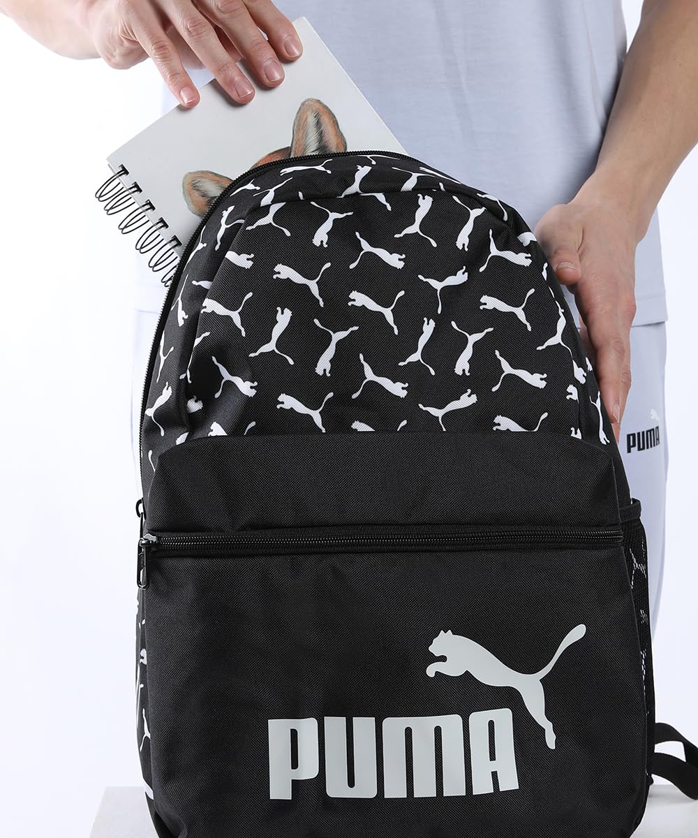 PUMA PHASE AOP Backpack - Classic Unisex Backpacks, Black Logo-AOP, OSFA - 091169 - 2