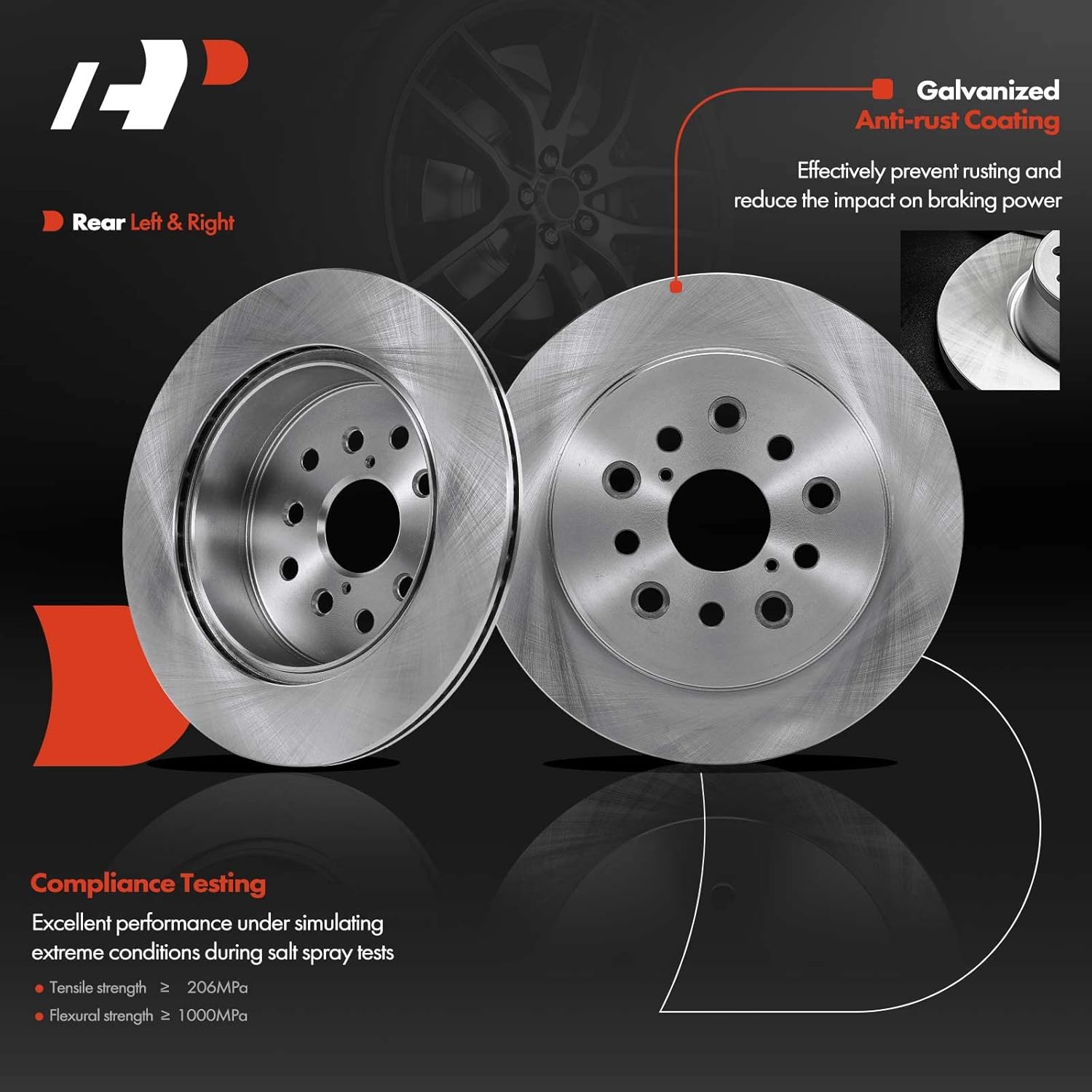 A-Premium Front and Rear Vented Disc Brake Rotors + Ceramic Pads Kit Compatible with Select Lexus Models - LS430 2001 2002 2003 2004 2005 2006, 12-PC Set