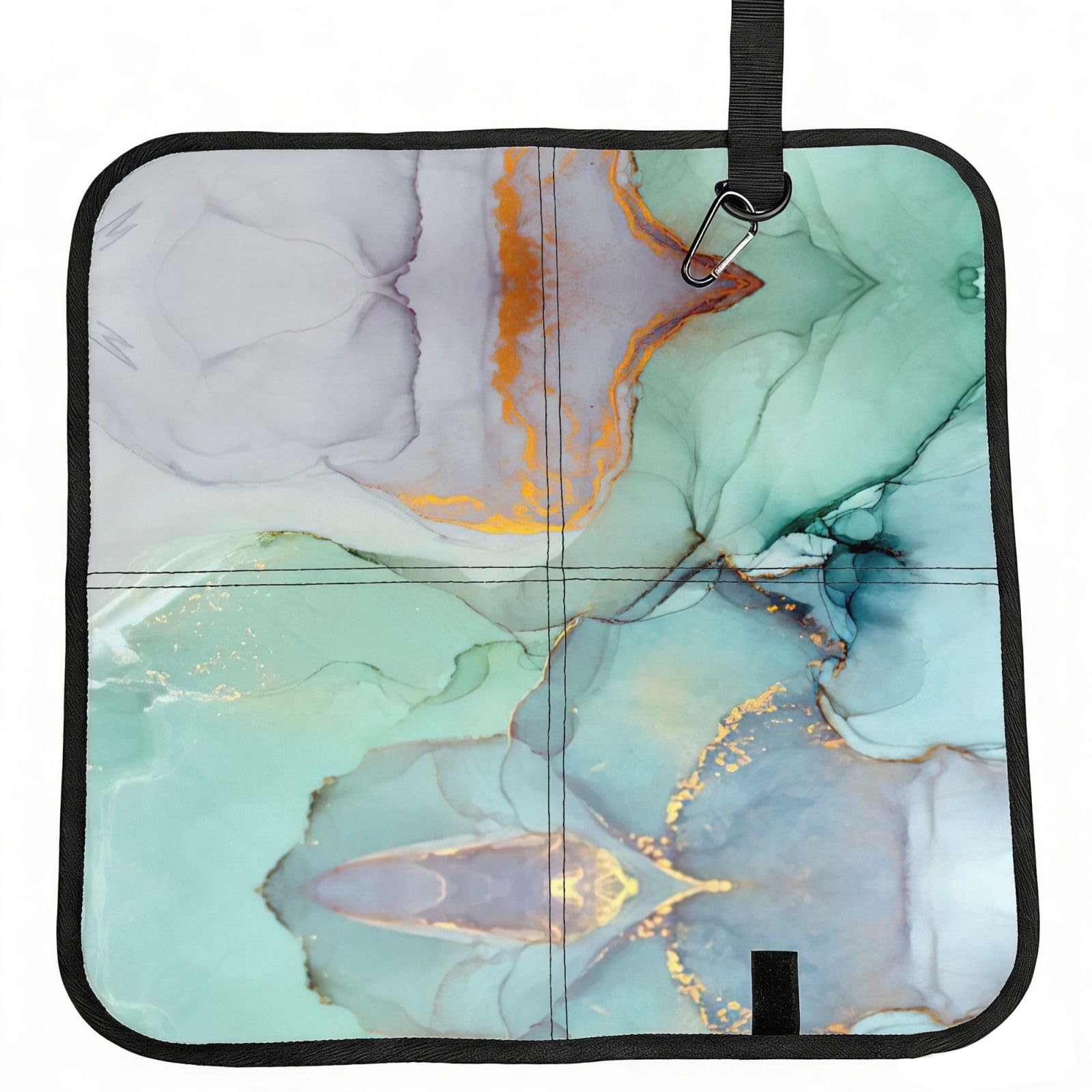 SDEGTHO colourful marble Printed Foldable Seat Pad with Closure, Lightweight Cushion for Airplane Travel Camping