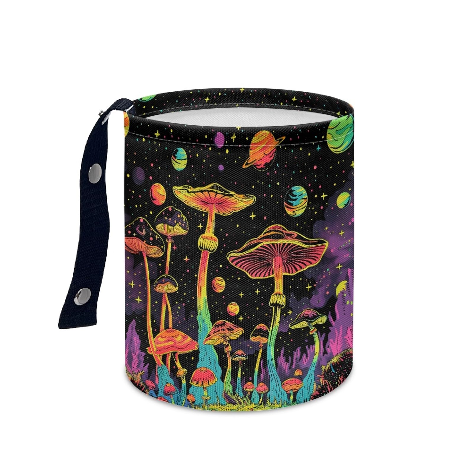 Starry Mushroom Mini Car Trash Bin with Adjustable Buttons Car Garbage Can Multipurpose Car Storage Bag Collapsible Reusable