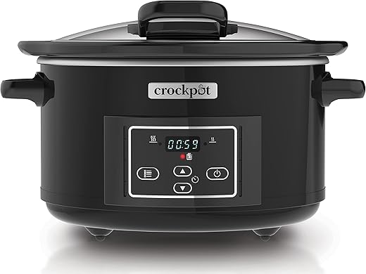 CrockPot – Olla eléctrica Digital de coccion lenta CrockPot Negra 4.7L tapa abatible.