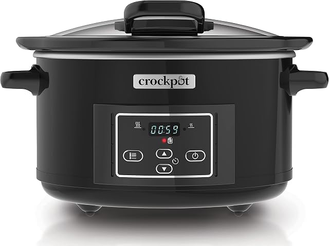 Crockpot Lift and Serve Digital Slow Cooker with Hinged Lid and Programmable Countdown Timer | 4.7 L (up to 5 People) | Energy Efficient | Black [CSC052]