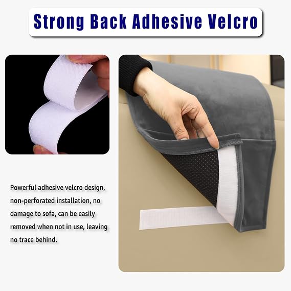 Adjustable Headrest Pillow for Recliners and Armchairs - Non-Slip Velvet Cushion for Neck Support and Pain Relief (Gray)
