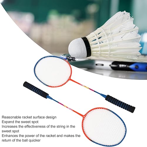 Miniatura 8 de Badminton Rackets Set for Outdoor Backyard Games Recreational Game Beginners Badminton Racquets Set Lightweight Iron Alloy One Piece Double Rackets