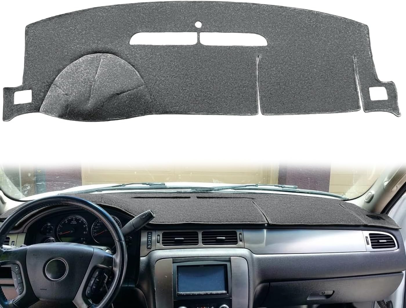 Dash Cover Dashboard Cover Mat Carpet Pad Fit for Chevy Chevrolet Tahoe 2007-2014,GMC Yukon 2007-2014,Chevy Avalanche Silverado 1500 LTZ 2007 2008 2009 2010 2011 2012 2013 (Dark Gray) Y24