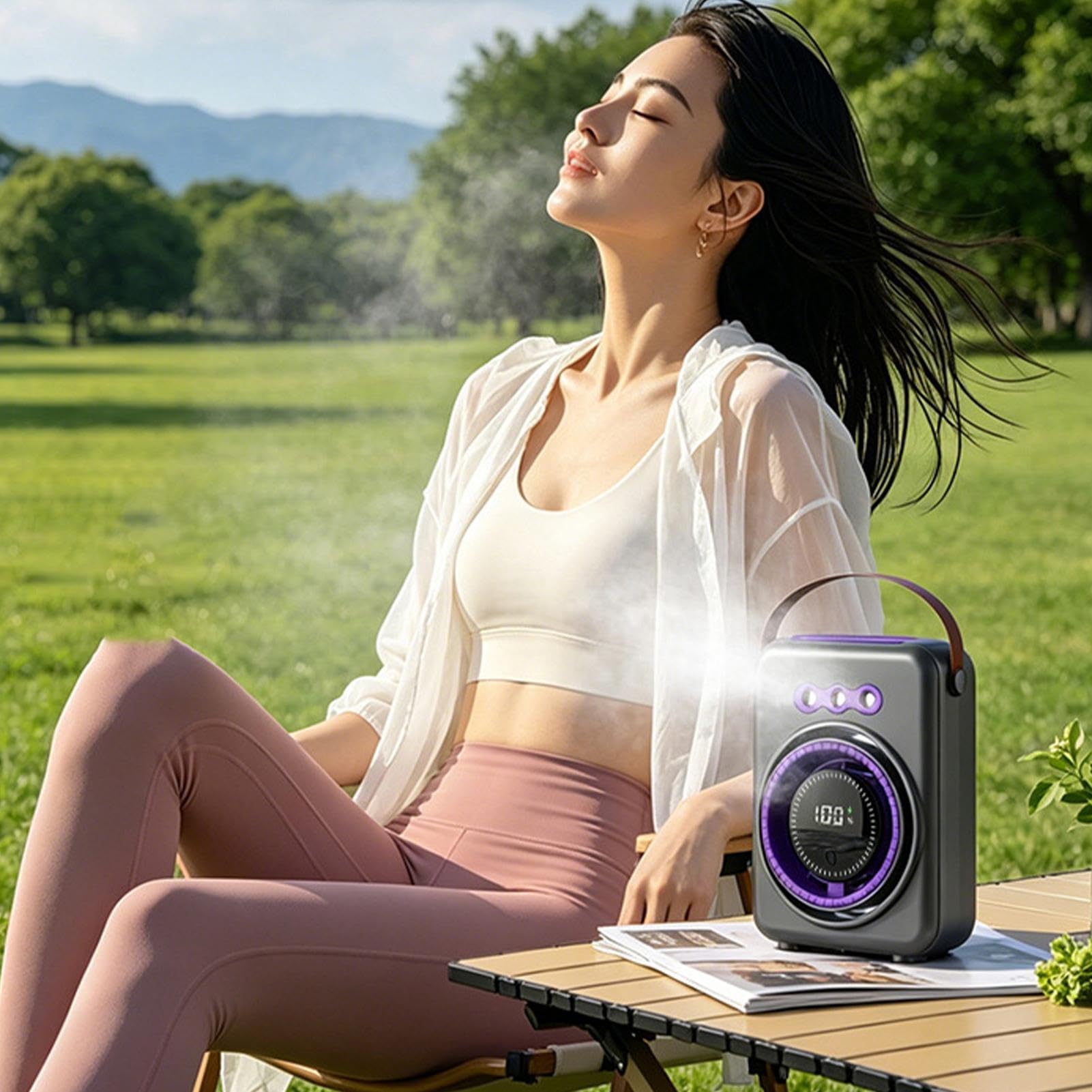 Ventilatore portatile con nebulizzatore 100 Velocità del Ventilatore da | Serbatoio 160 ml ventilatore portatile con nebulizzazione acqua per campeggio spiaggia casa
