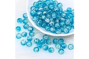 SUHOME 1920Pcs 8 Color Crackle Lampwork Glass Beads