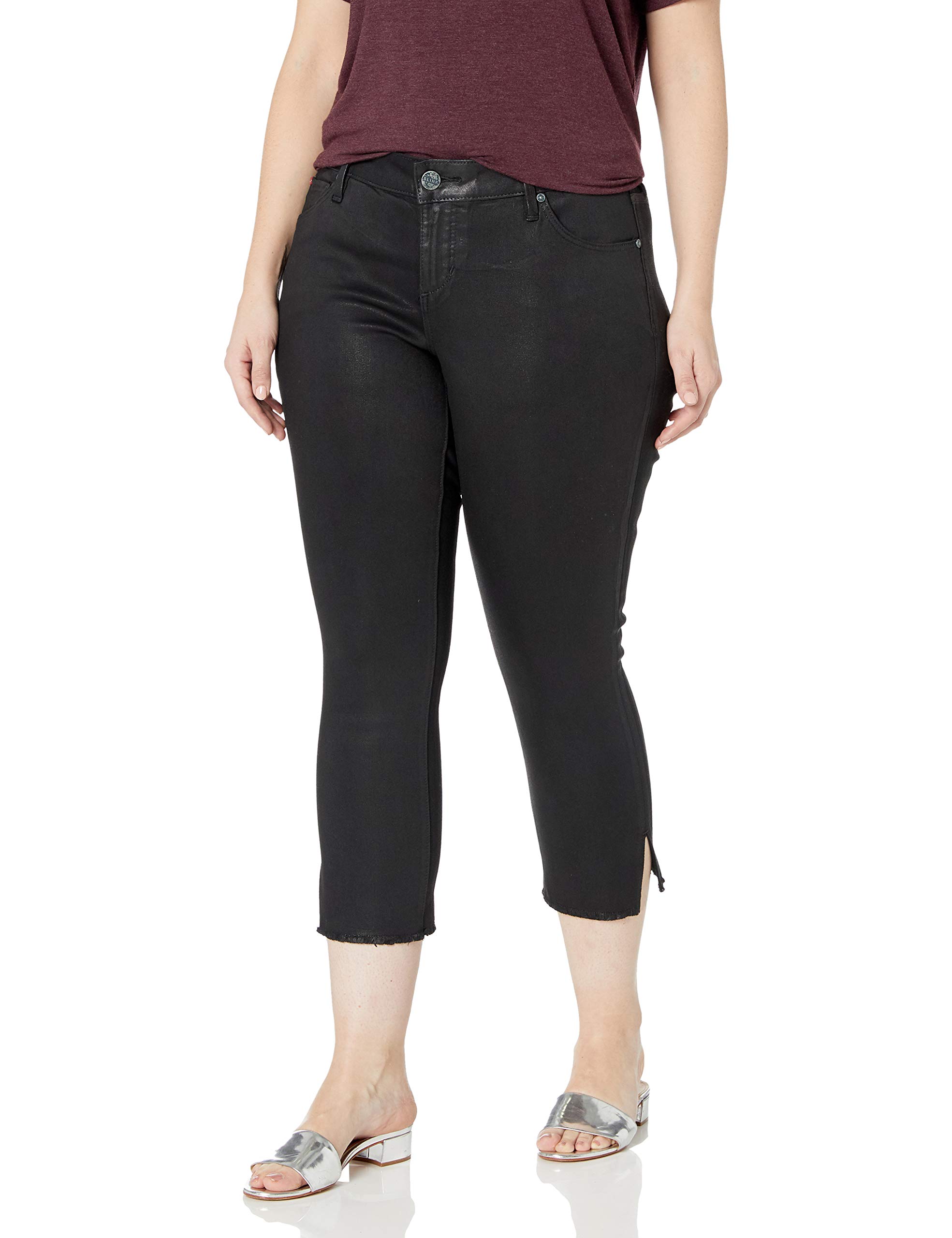 Women's Plus Size Gayle Coated Cropped Side Vent Skinny