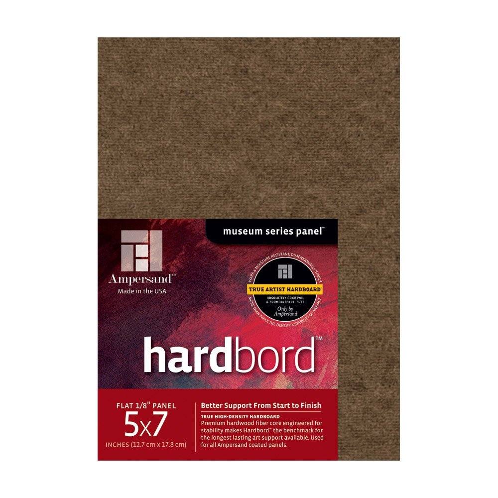 Ampersand Art Supply Hardboard Wood Painting Panel: Museum Series Hardbord, 5" x 7" 3-Pack, 1/8 Inch Flat Profile