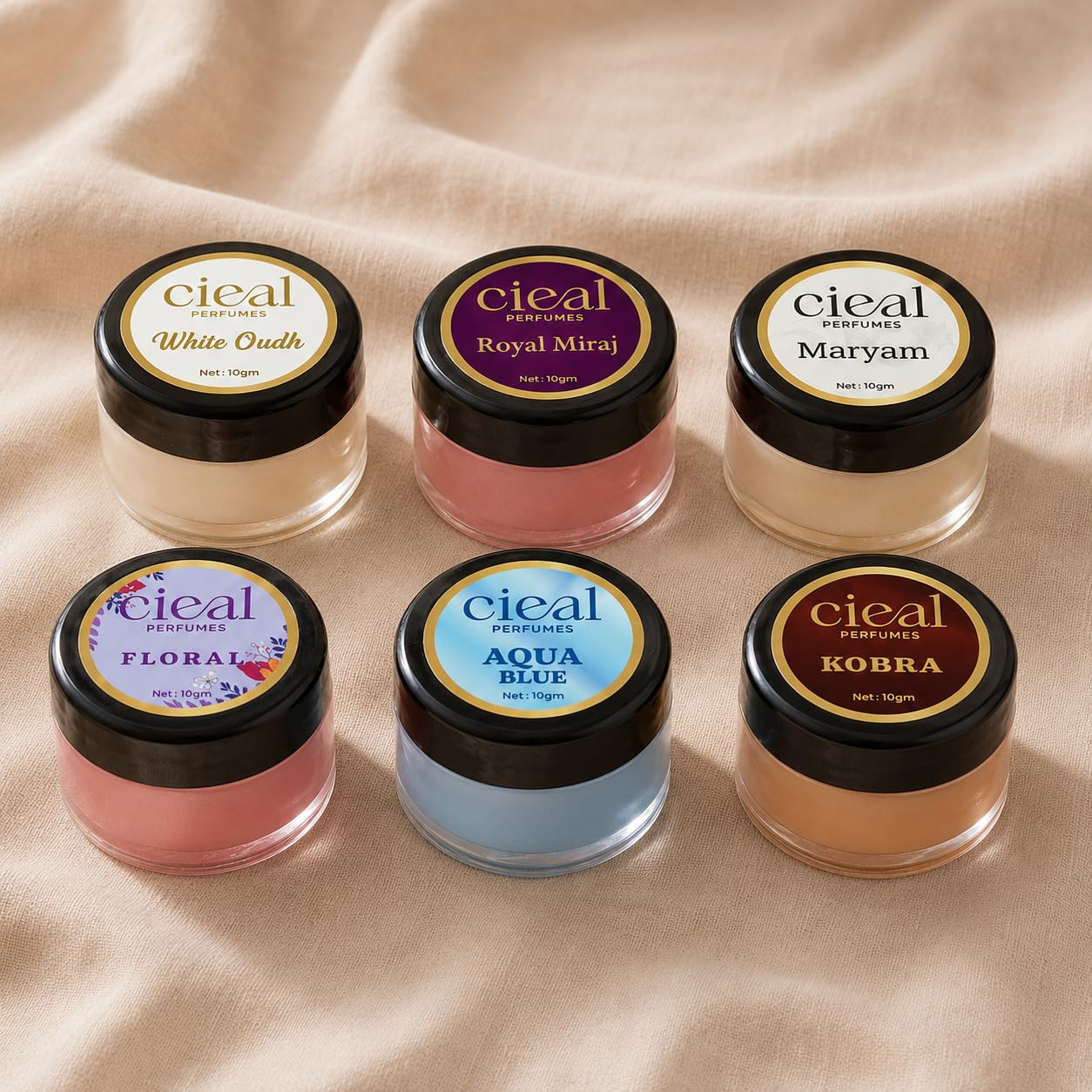 CIEAL Solid Perfume Master Set of 6 (10g Each) – Aqua Blue, Royal Miraj, Maryam, White Oud, Floral & Kobra | Alcohol-Free Long-Lasting Solid Perfume Balm | Travel-Friendly Pocket Perfume for Men & Women | Premium Fragrance Gift Set-image-20