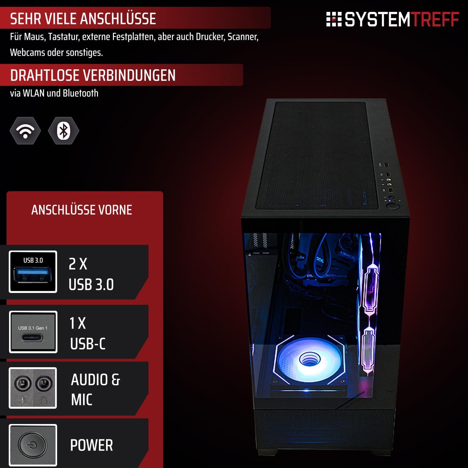 SYSTEMTREFF High-End Gaming PC AMD Ryzen 7 7800X3D 8x5GHz | Nvidia RTX 5070 12GB DX12 | 1TB M.2 NVMe | 32GB DDR5 RAM | Windows 11 | WLAN Desktop Computer Rechner für Gamer, Zocker & Streamer