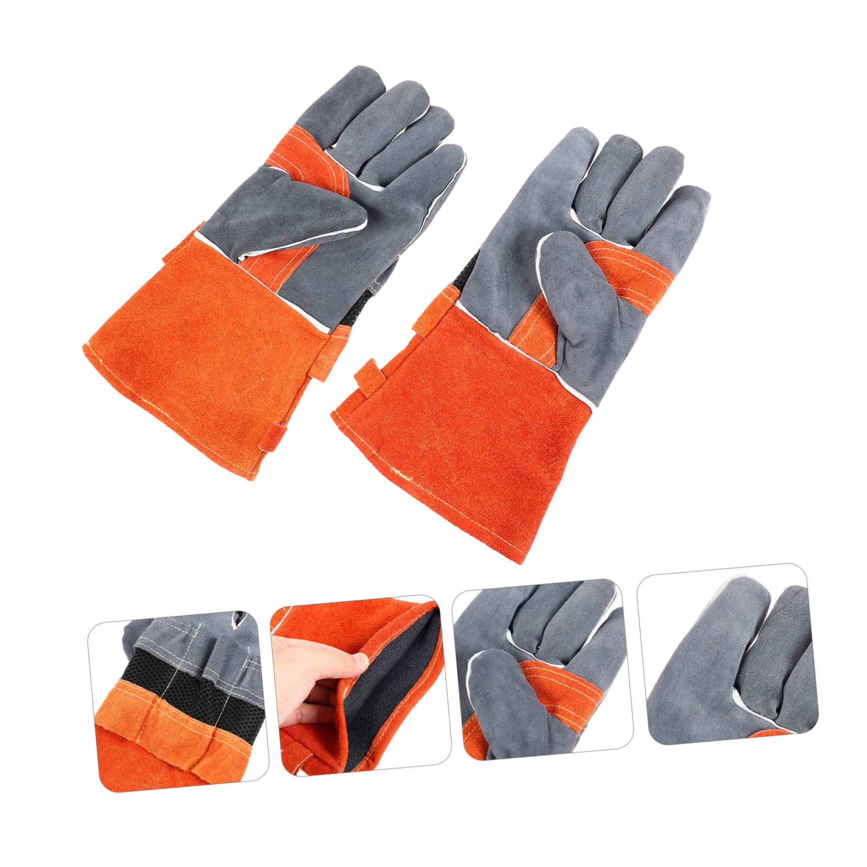 Guantes de Horno Resistentes al Calor, 1 Par, Cuero Vacuno