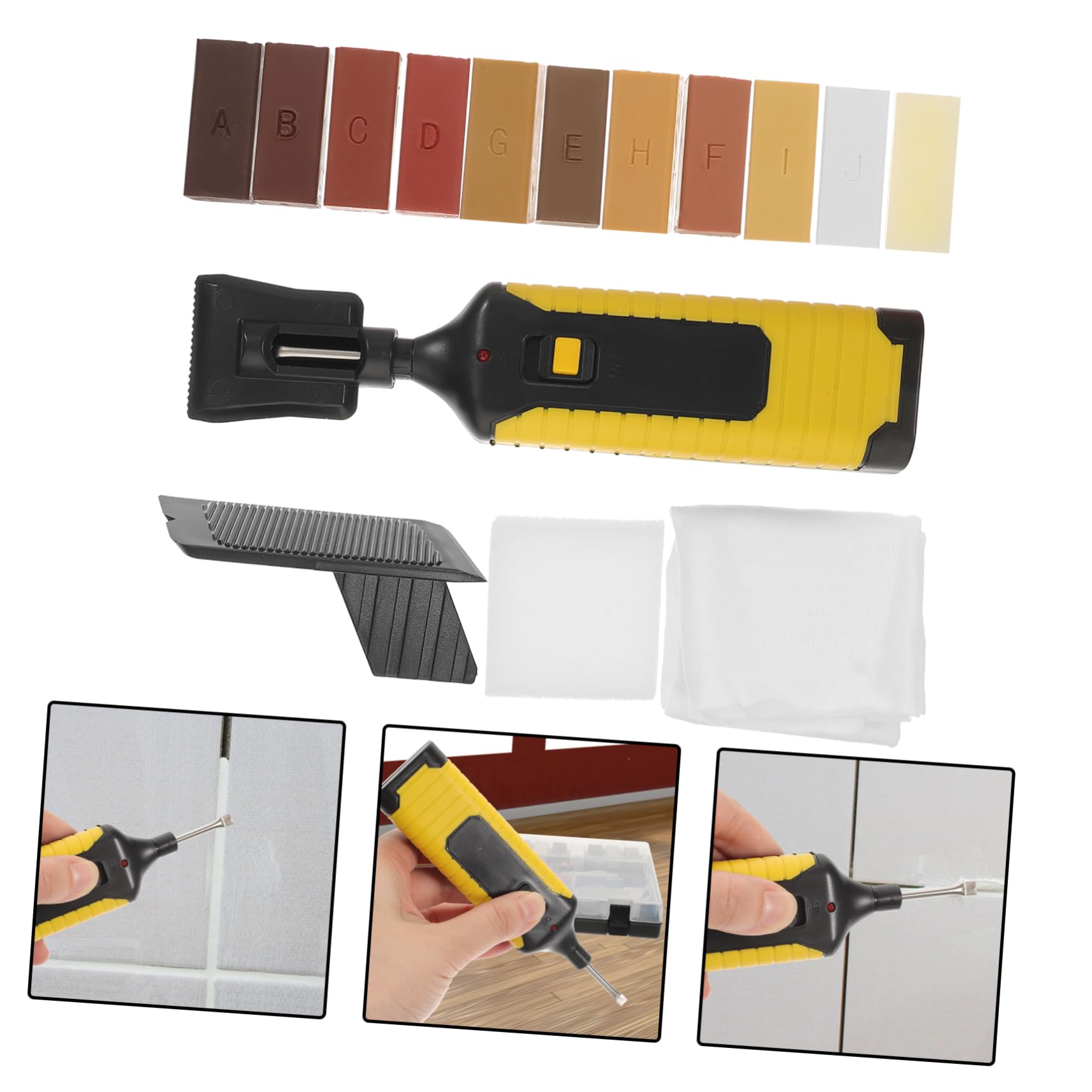Cabilock Kit di Riparazione per Parquet e Laminato, Rimuove Graffi su Pavimenti in Legno, Blocchi di Cera 11 Colori, Riscaldamento Rapido per Aree Danneggiate