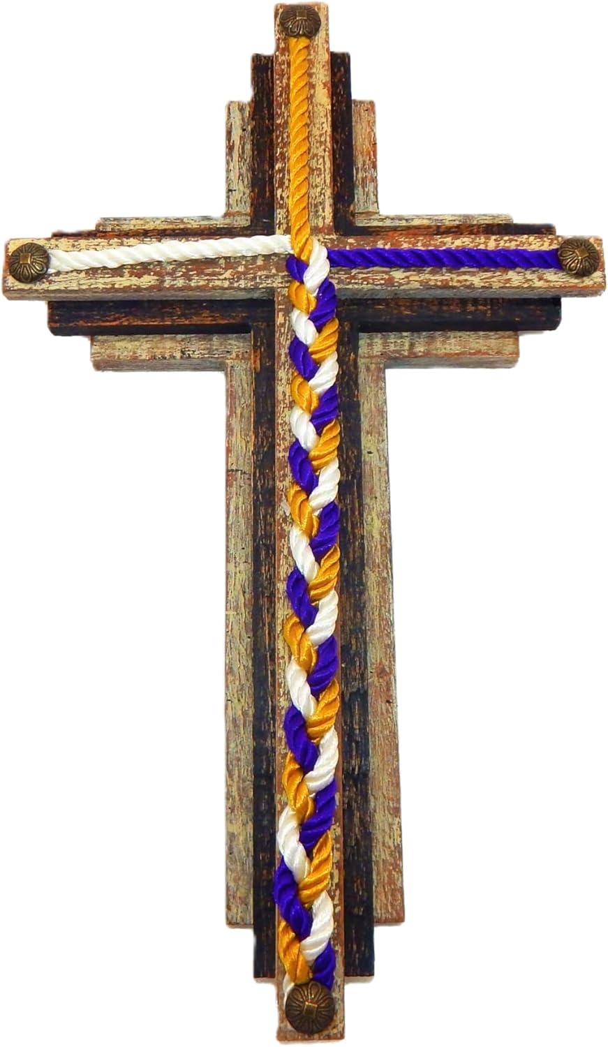 Unity Braids Triple Layered Rustic Wood Cross Wedding Cord of Three Strands Wall Art Choose Your Colors