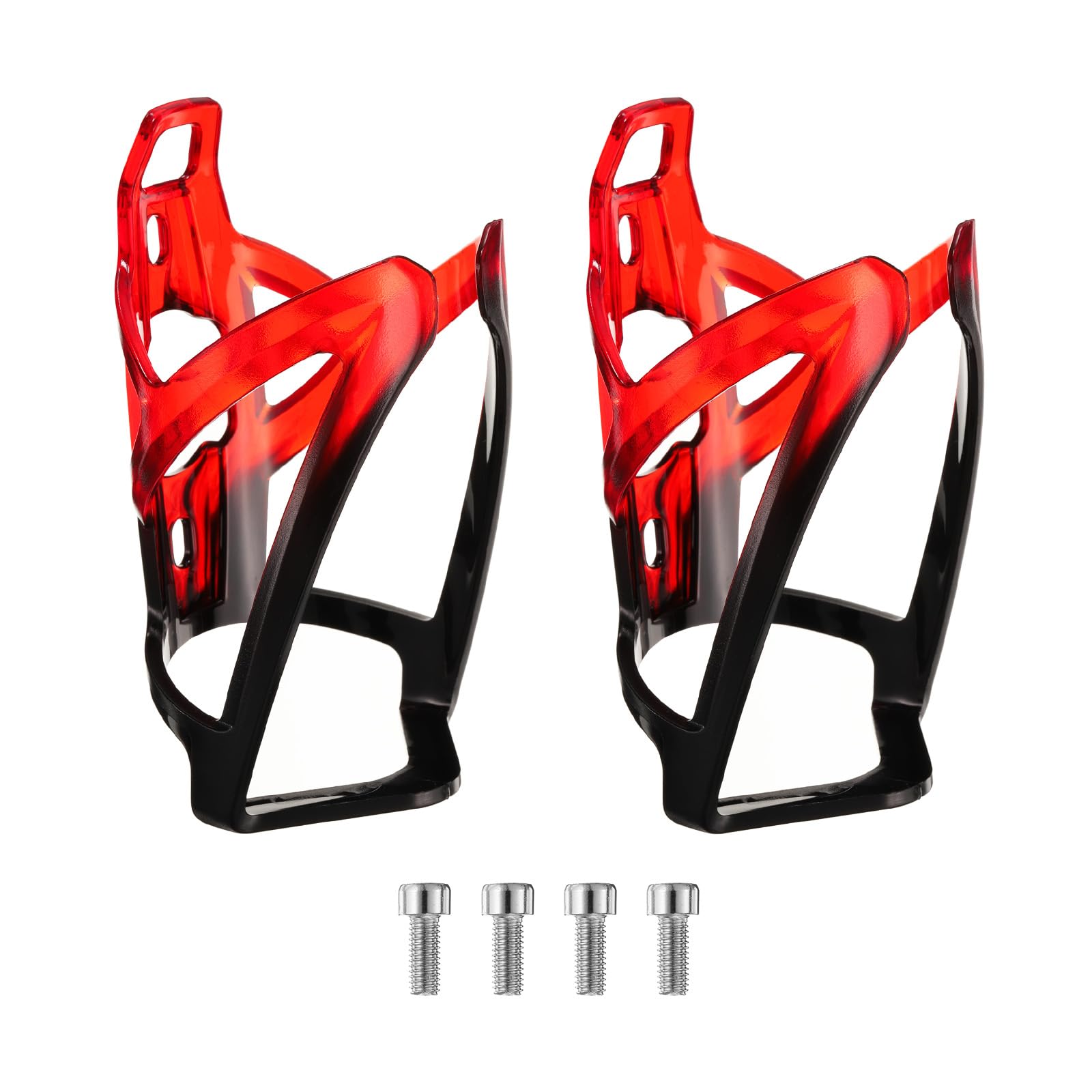 sourcing map 2pcs Bike Water Bottle Holder 5.3" PC Universal Bicycle Bottle Cages Ultralight Cycling Hydration Brackets with Screws for MTB Mountain Road Gravel, Black Red