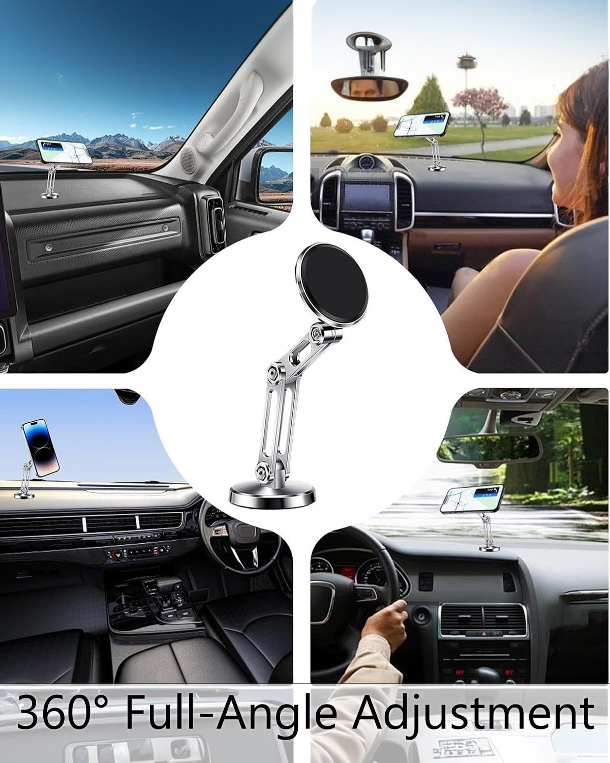 Soporte de teléfono para coche, aleación de aluminio con succión magnética, rotación de 360 grados, soporte estable para teléfono Tesla Model 3/Y, soporte para teléfono celular adecuado para todos los