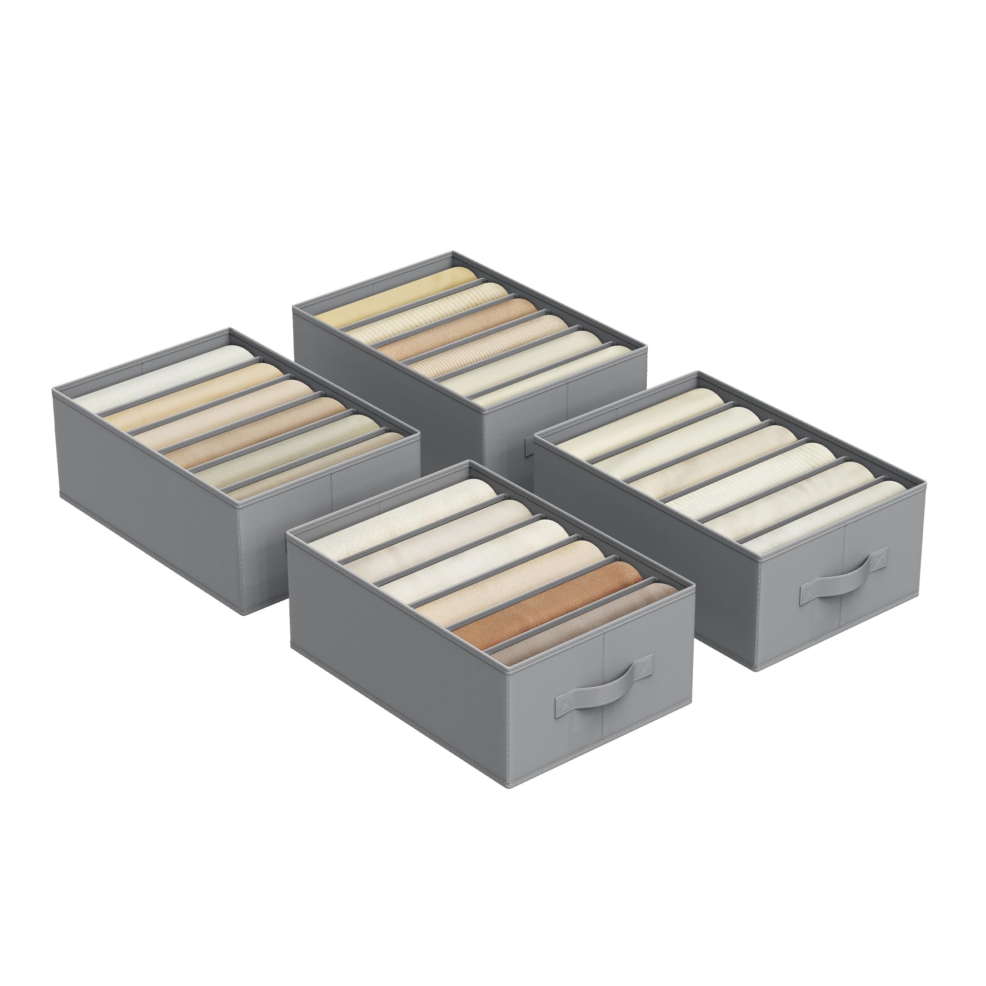 SONGMICS Kleiderschrank-Organizer 4er Set, Aufbewahrungsbox 6 Fächer, Schubladen-Ordnungssystem, Ordnungsboxen faltbar, 42 x 30 x 17 cm, für Hosen, Kleidung, taubengrau RUS009G04