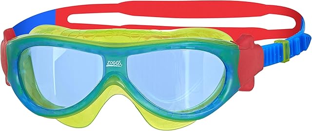 Zoggs Kids' Phantom mask with UV Protection and Anti-Fog Swimming Goggles, Green/Blue/Tint, 0-6 Years