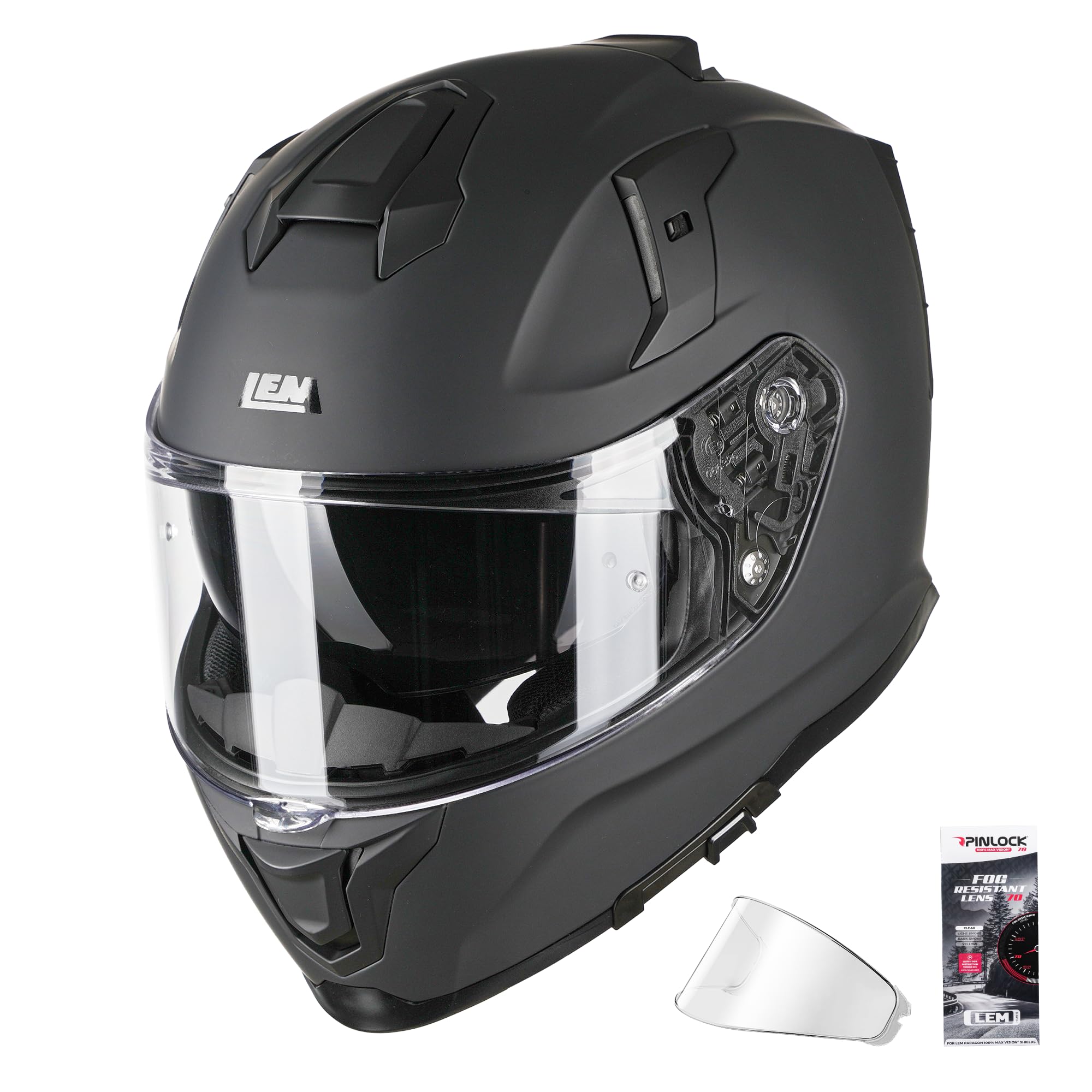 LEM Motorcycle Helmets Full Face for Men, Motorcycle Helmet for Adults, DOT Certified, PINLOCK & DVS Dual Vision, Motorcycle Street Bike Helmet,