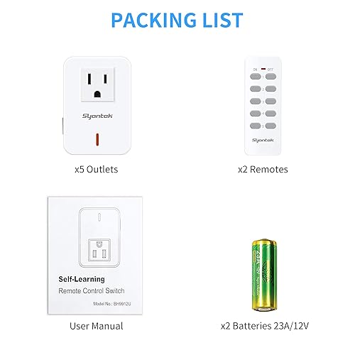 Miniatura 9 de Interruptor de luz inalámbrico con toma de control remoto para electrodomésticos, kit de interruptor de luz remoto expandible, alcance de hasta 100