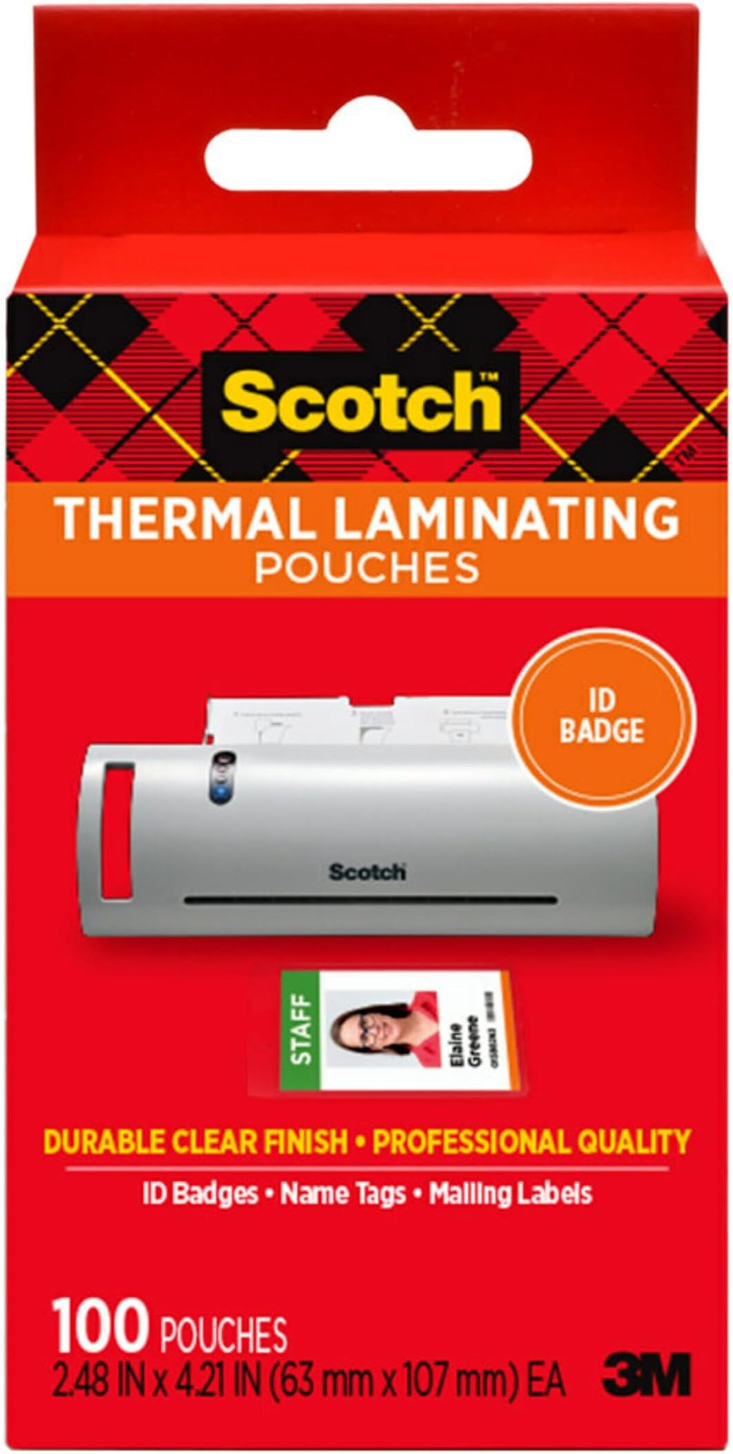 Scotch Thermal Laminating Pouches, 100 Count, Clear, 5 mil