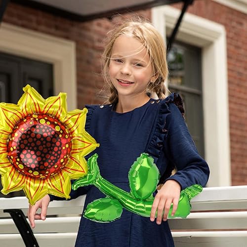 Miniatura 7 de Paquete de 12 globos de girasol de 36 pulgadas, kit de arco de globos de Mylar de girasol, guirnalda de globos de girasol de papel de aluminio