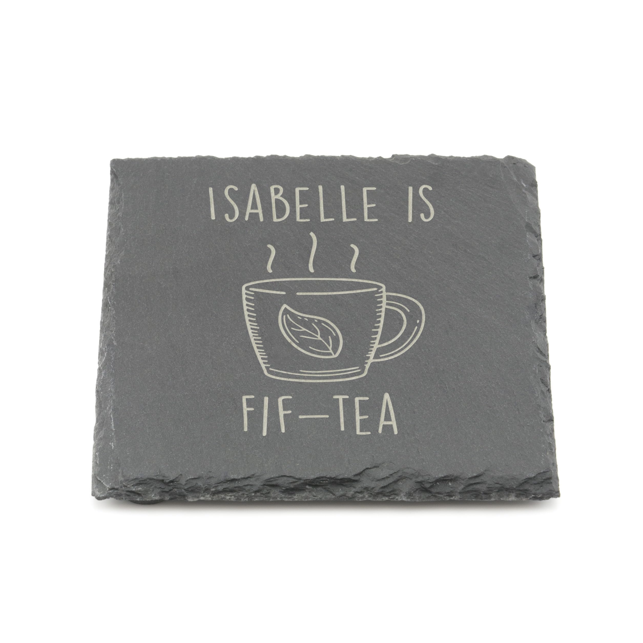 A1 Graphics Ltd Grey Fif Tea Slate Coaster 50Th Birthday Gift For Tea Lovers Engraved Drink Mat Novelty Milestone Present For Him Or Her (Square)