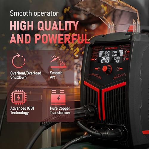Miniatura 2 de YESWELDER 200Amp Soldador de Aluminio MIG YWM-200, Máquina de Soldadura MIG Multi Proceso TIG Lift Stick Flux Cord de 110220V de Doble Voltaje,