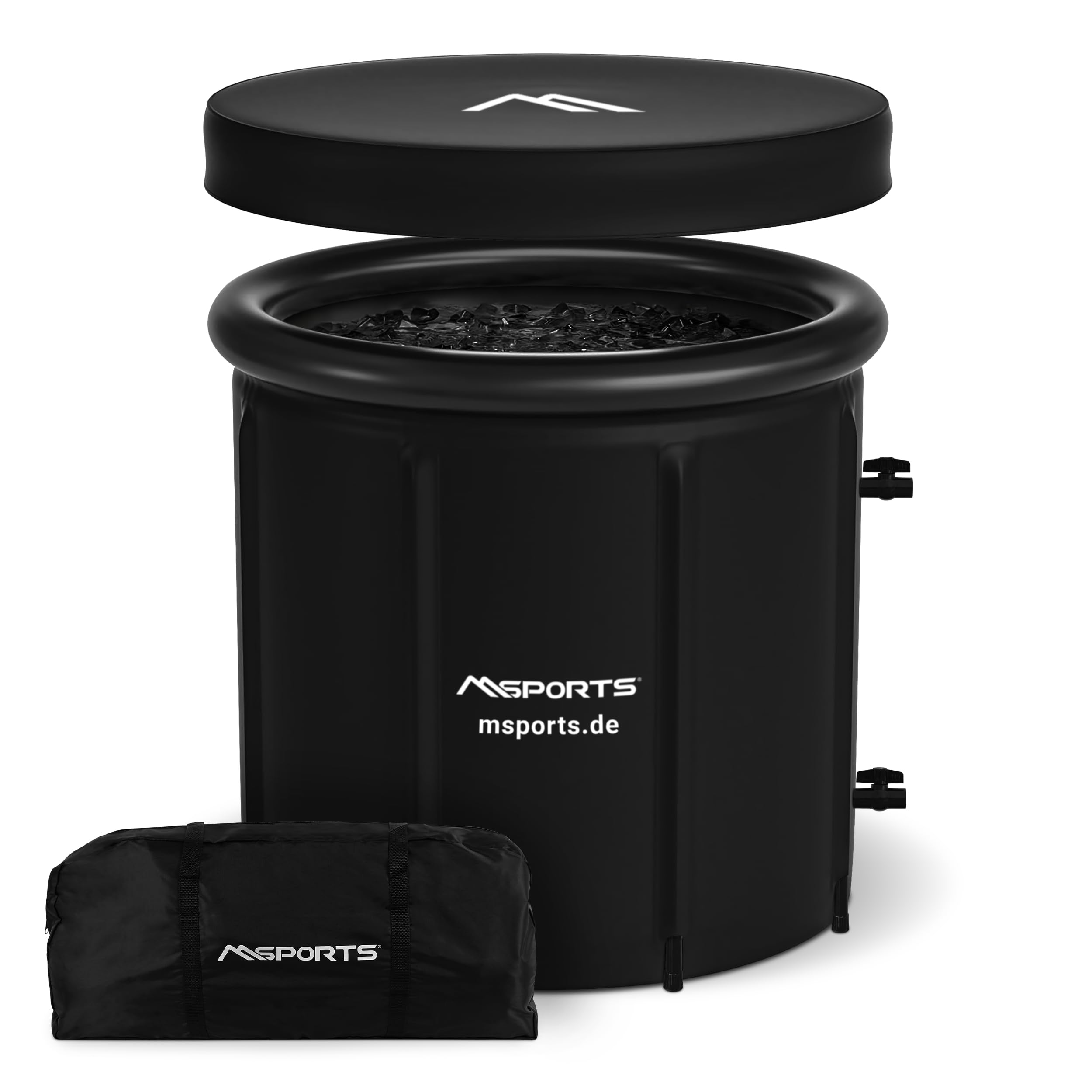 MSPORTS Premium kąpiel lodowa 80 cm, kompletny zestaw do przenoszenia, termolok, pompka powietrza, poduszka na każdą pogodę - ochrona - dla sportowców i początkujących, doświadcz regeneracyjnego zimna