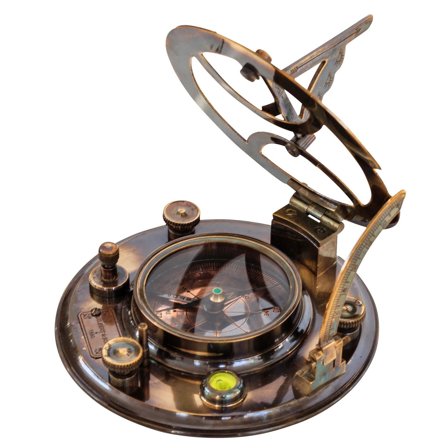 Bussola marittimo compasso orologio solare navigazione stile antico replica 13cm