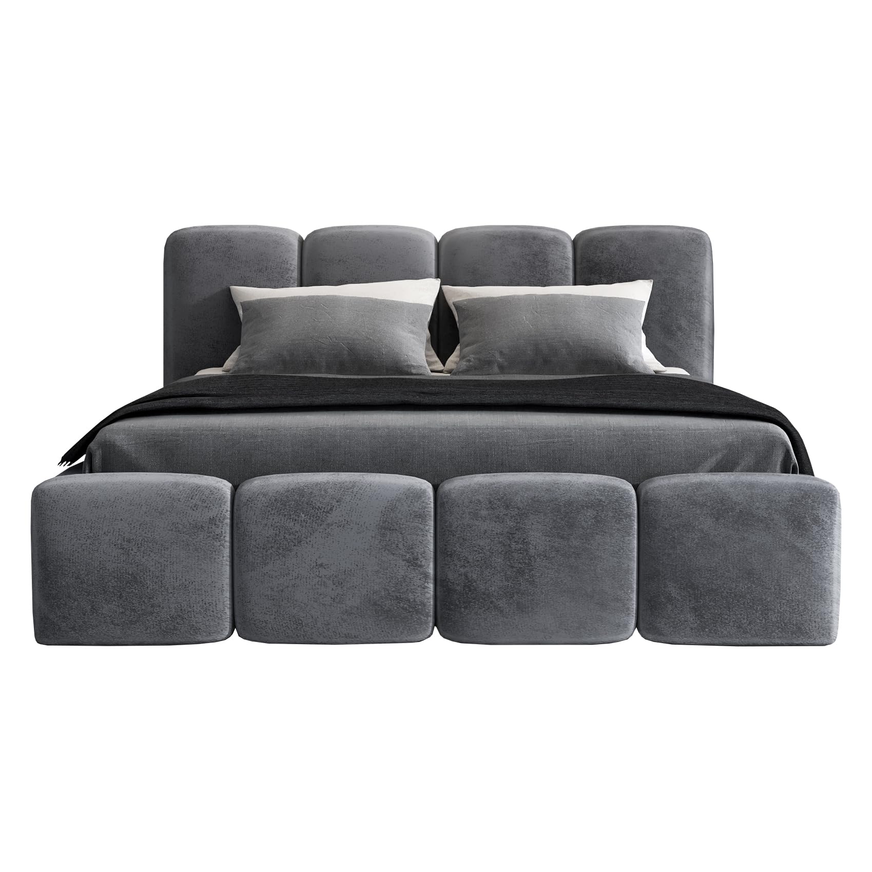 A&J MöbelLand Polsterbett 180x200 mit Bettkasten und Lattenrost – DONA, Bett mit Matratze und Stauraum in Dunkelgrau