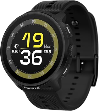 SUUNTO Run Running GPS Sports Watch with Silicone Strap, 1.32 AMOLED Touchscreen w/Crown Button, Wrist Heart-Rate & Sleep Health Tracking, Black