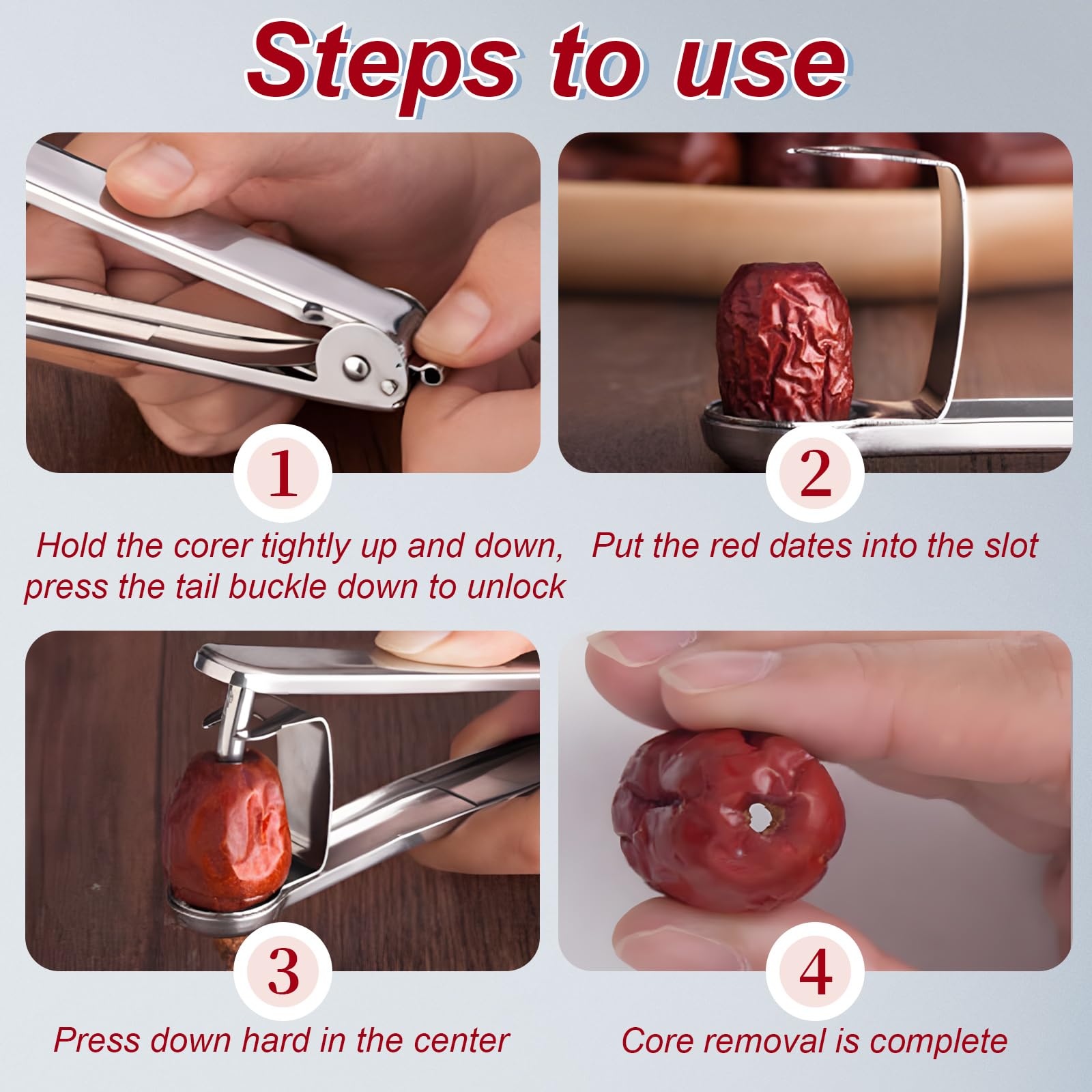 2 Pcs Denoyauteur Cerise Et Prune, Inoxydable Dénoyauteur Mirabelle