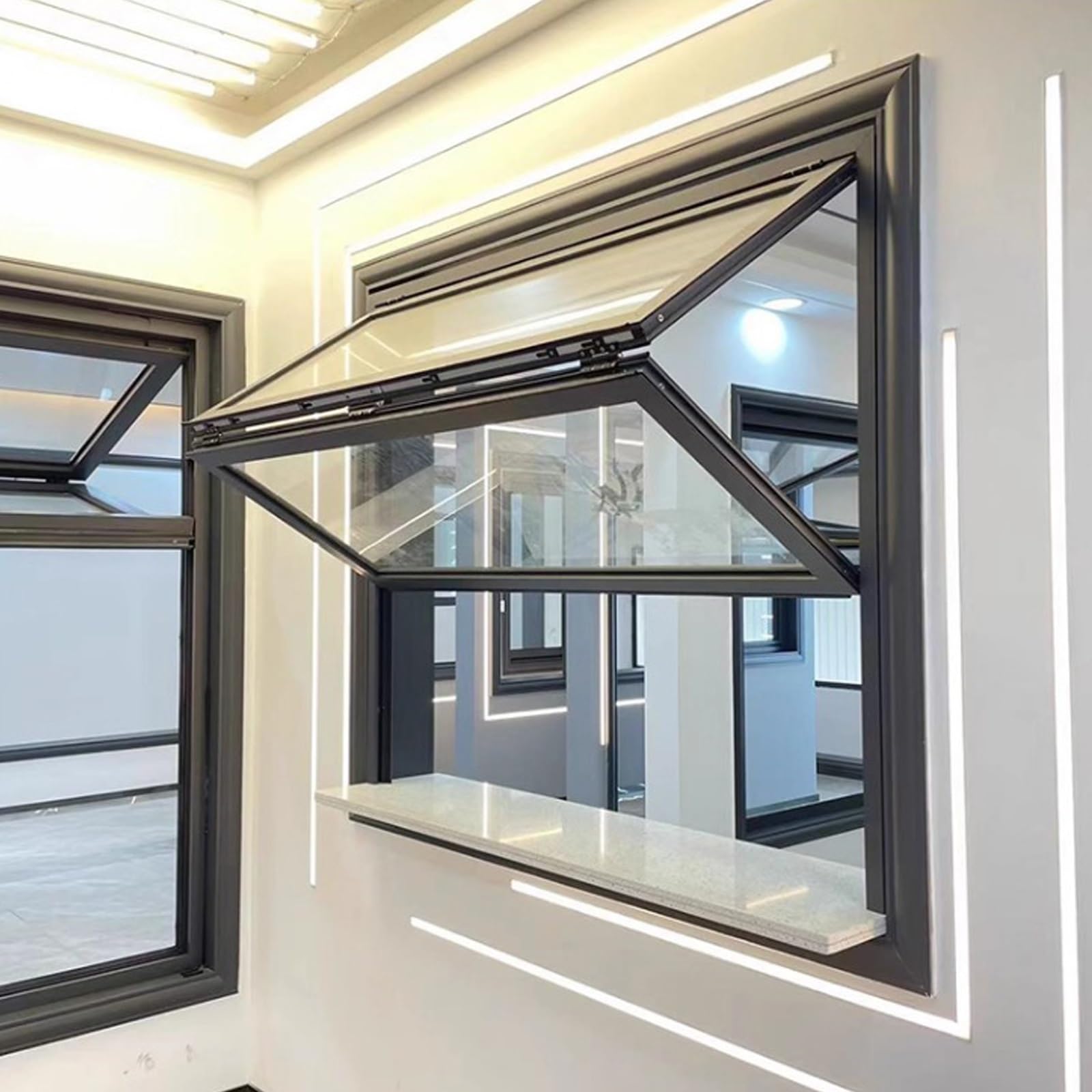 Ventana De Servicio Con Marco De Aleación De Aluminio, Ventana Empotrada De Doble Guillotina, Adecuada For Floristerías, Cafés Y Casas Móviles(White,85x100cm/33.4x39.3in)