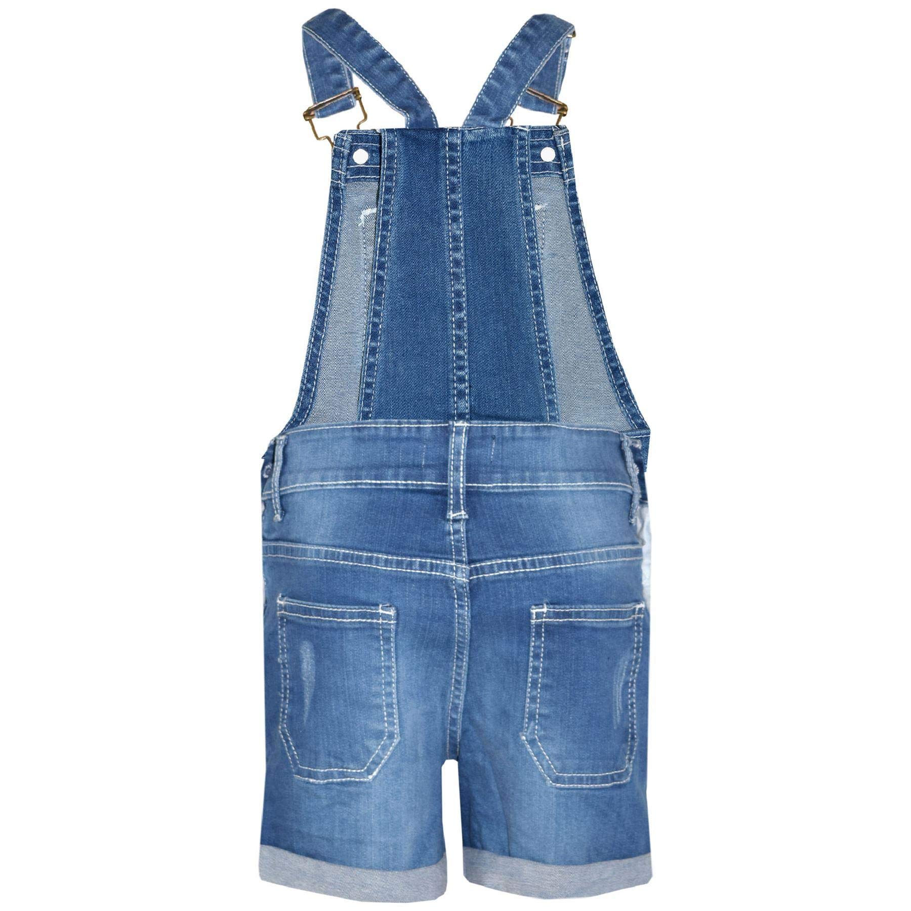 A2Z 4 Kids Bambini Ragazze Salopette Pantaloncini Designer Denim Strappato Allungare Jeans Overall Tutto In Uno tuta Playsuit Età 5 6 7 8 9 10 11 12 13 Anni
