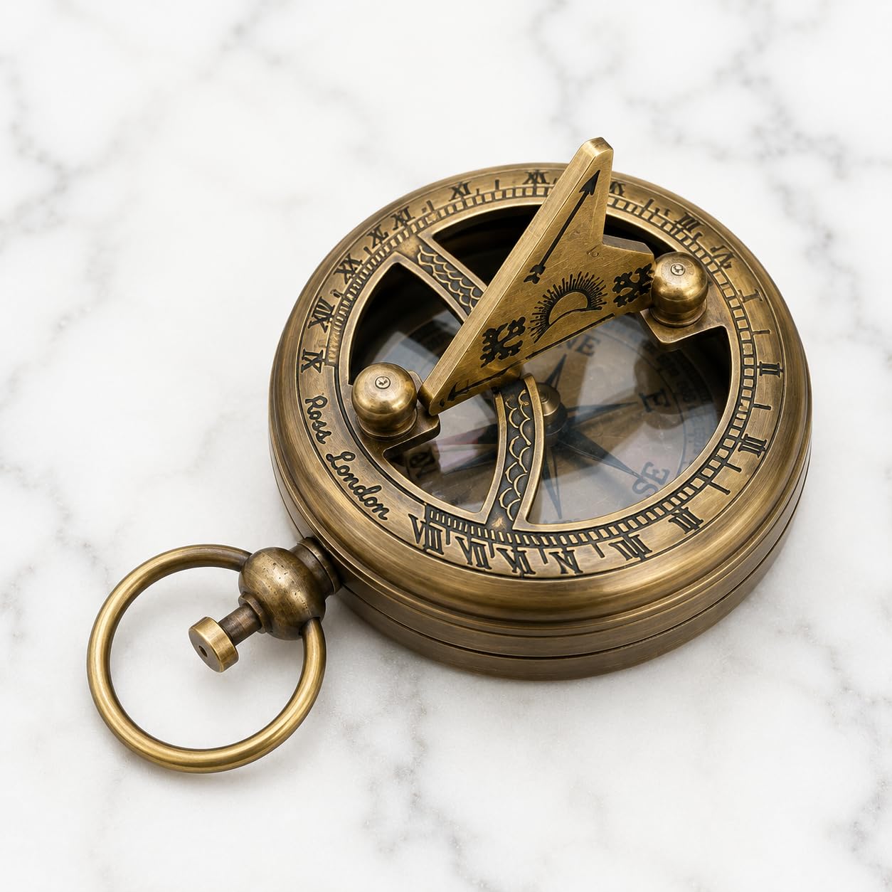 Vintage Brass Sundial Compass Pocket Navigation Instrument Antique Maritime Collectible Explorer Gift Decorative Nautical Desk Display 2 Inch-image-36