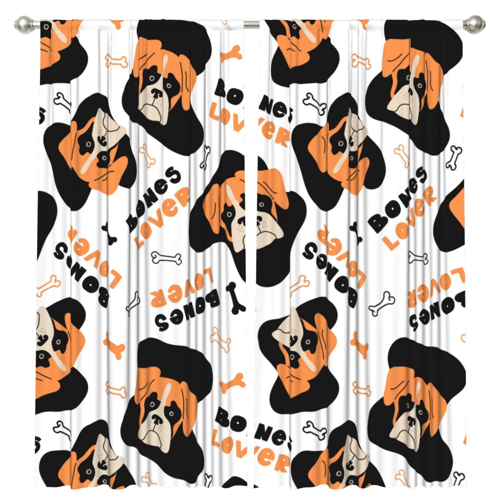 InOmak Vector Seamless Pattern With Boxer, 2 Panels Window Curtains 52 x 84 Inch Blackout Curtains for Living Room Bedroom