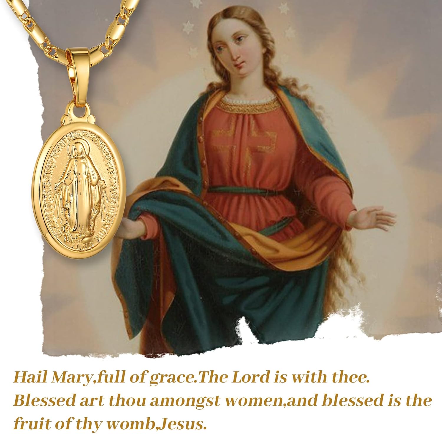 GOLDCHIC JEWELRY Cross INRI Crucifix Pendant Necklace, Virgin Mary Miraculous Medal Necklaces, Jesus Christain Jewelry - Image 2