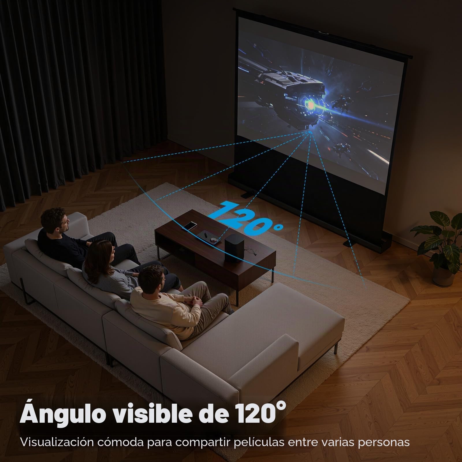 Pantalla de proyección de 80 pulgadas 4:3 de pie en el suelo, pantalla de proyección para proyector, pantalla portátil, pantalla enrollable automática, pantalla de proyección para cine en casa